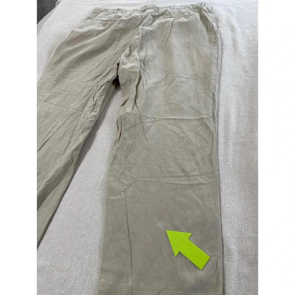 Polo Ralph Lauren Flat Pants‎ Men's size 38x32 Tan Khaki Linen Silk Blend